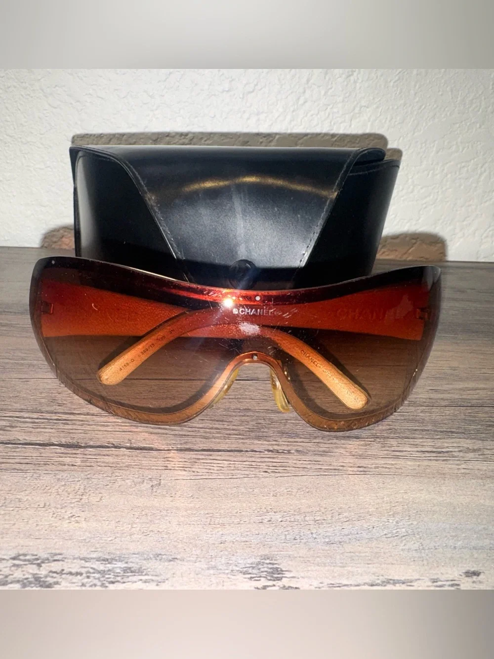 CHANEL Brown Gradient Shield Sunglasses with Black Case